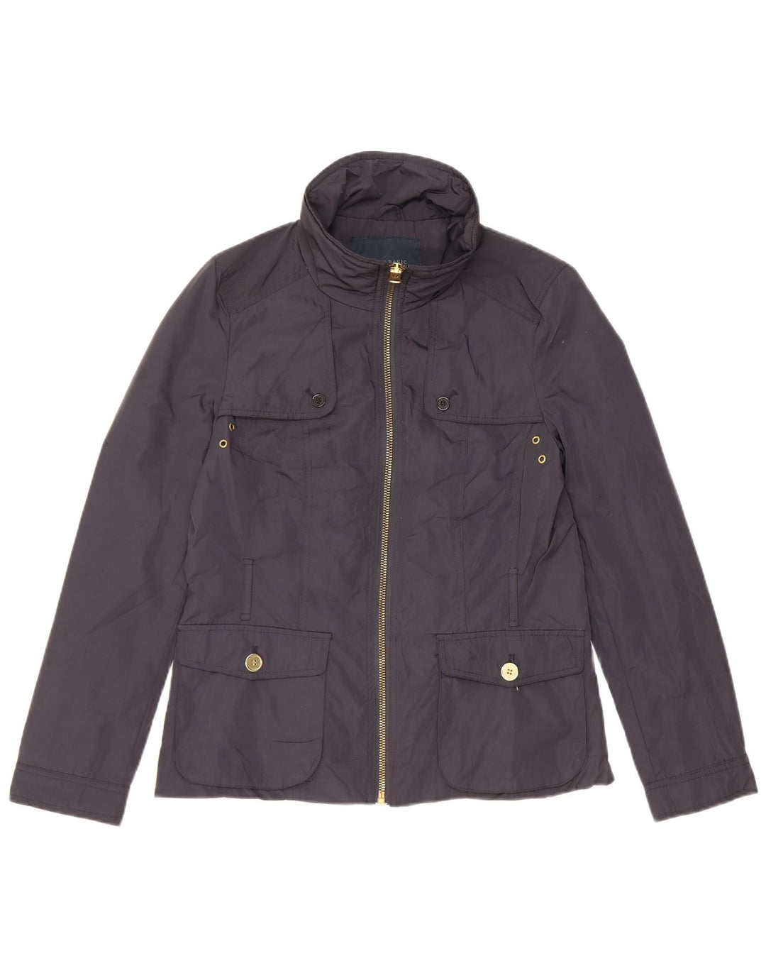 Zara Womens Utility Jacket UK 14 Large Navy Blue Polyester