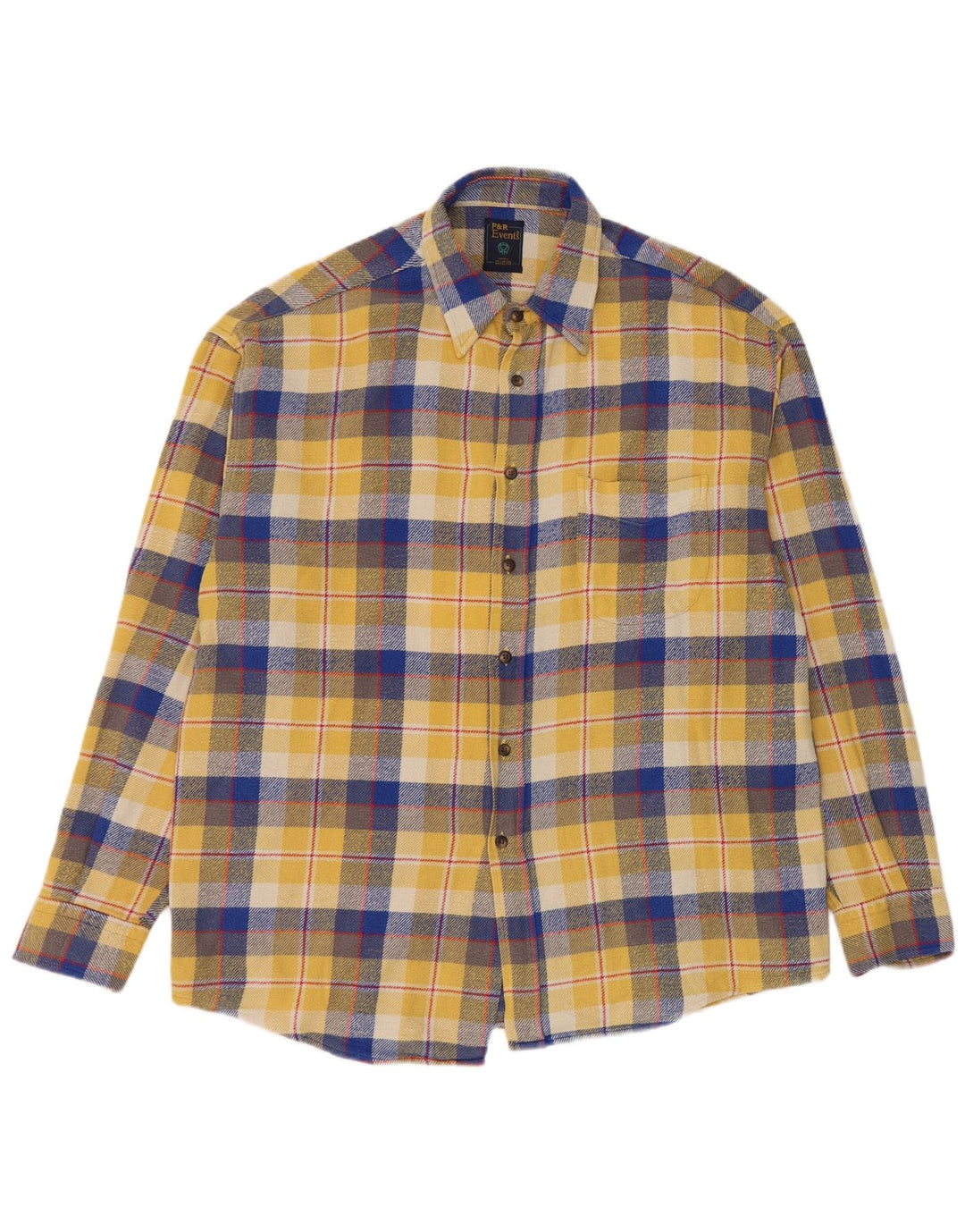 Vintage herre flannelskjorte XL gul ternet bomuld