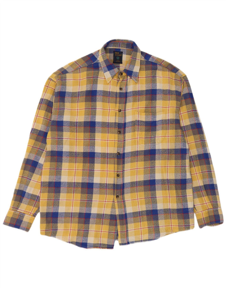 Vintage herre flannelskjorte XL gul ternet bomuld