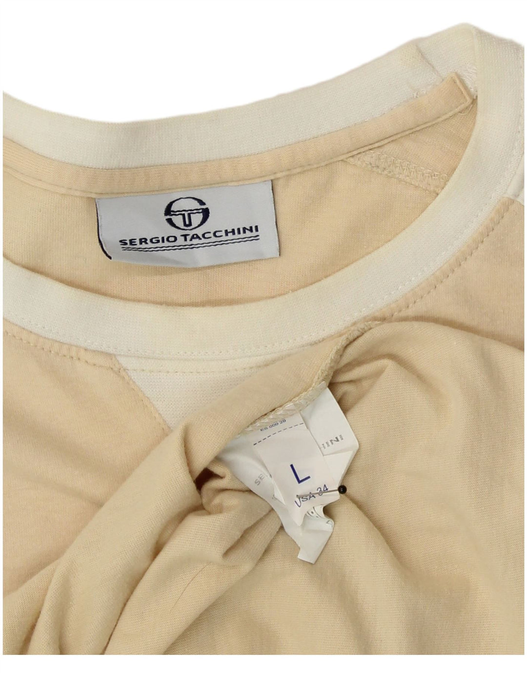 Sergio Tacchini Herre T-Shirt Top Stor Beige Bomuld