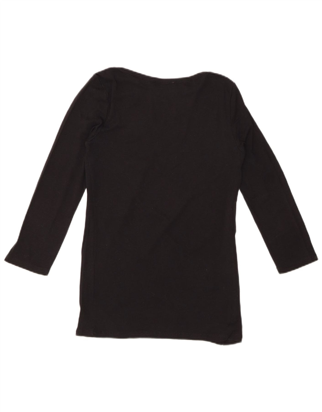 BENETTON Dame Grafisk Top 3/4 ærme UK 8 Lille Sort