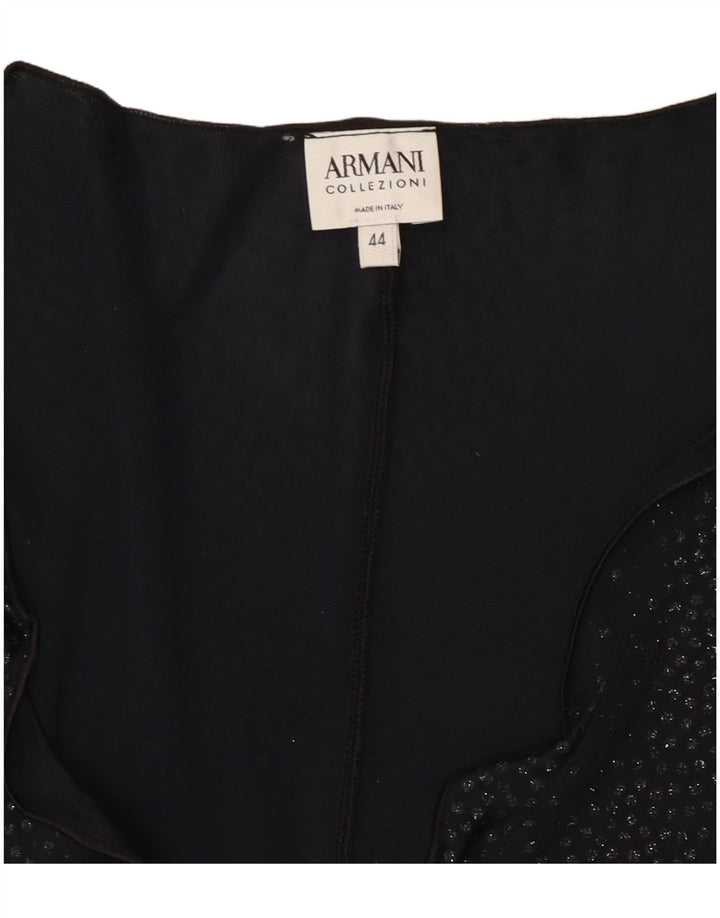 Armani Dame Langærmet Bluse Top IT 44 Medium Sort Plettet