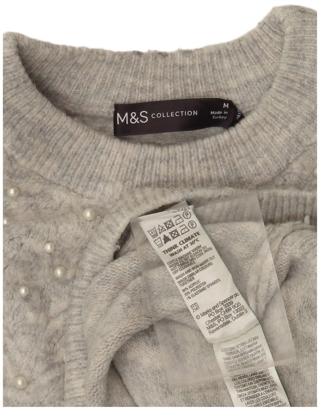 Marks & Spencer Dame sweater med rund hals DK 14 Medium Grå Flecked