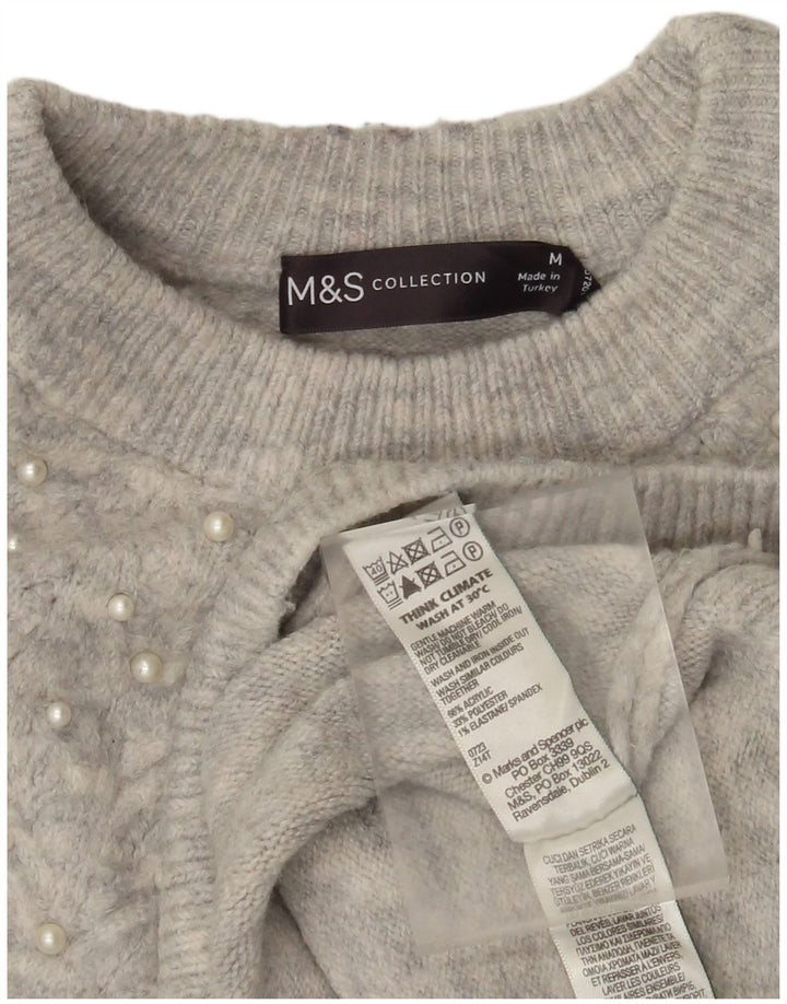 Marks & Spencer Dame sweater med rund hals DK 14 Medium Grå Flecked