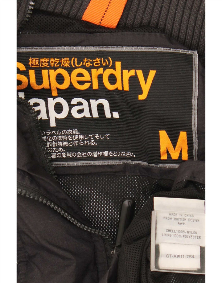 Superdry Grafisk regnjakke til kvinder UK 14 Medium Sort Nylon