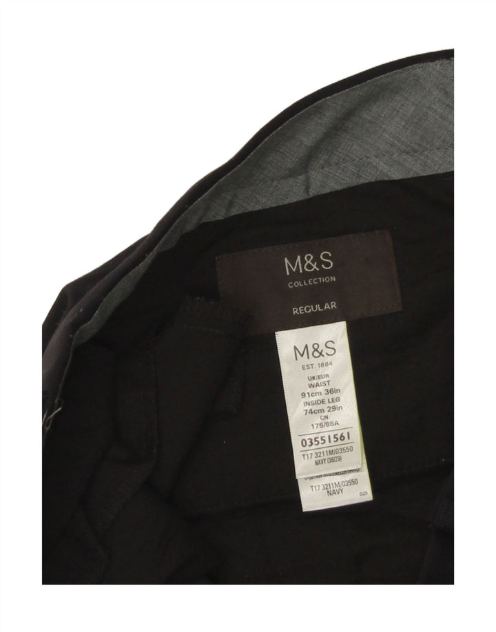 Marks & Spencer Herre Pegged Regular Suit Bukser W36 L29 Sort Polyester