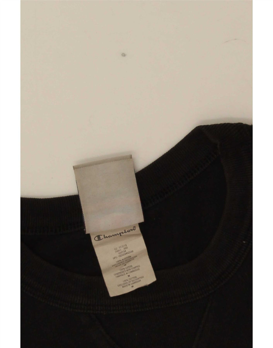 Champion Herre Grafisk T-Shirt Top Medium Sort Bomuld