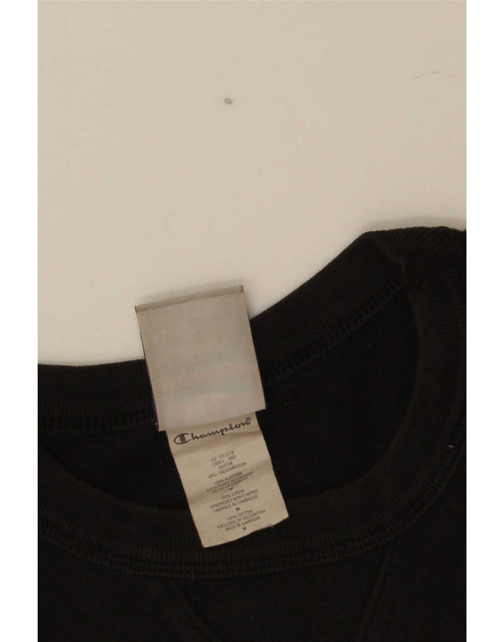 Champion Herre Grafisk T-Shirt Top Medium Sort Bomuld