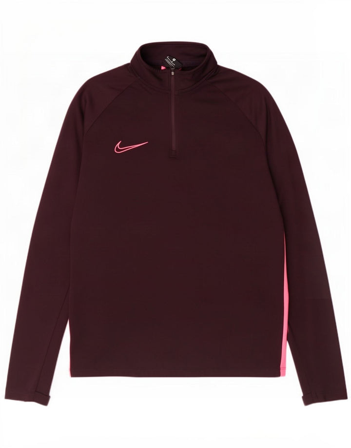 Nike Pullover med lynlås til mænd til mænd, træningsdragt Top UK 14 Medium Maroon Polyester