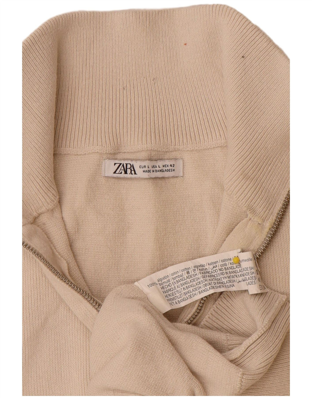Zara Herre trøje med lynlåshals Stor off White Bomuld