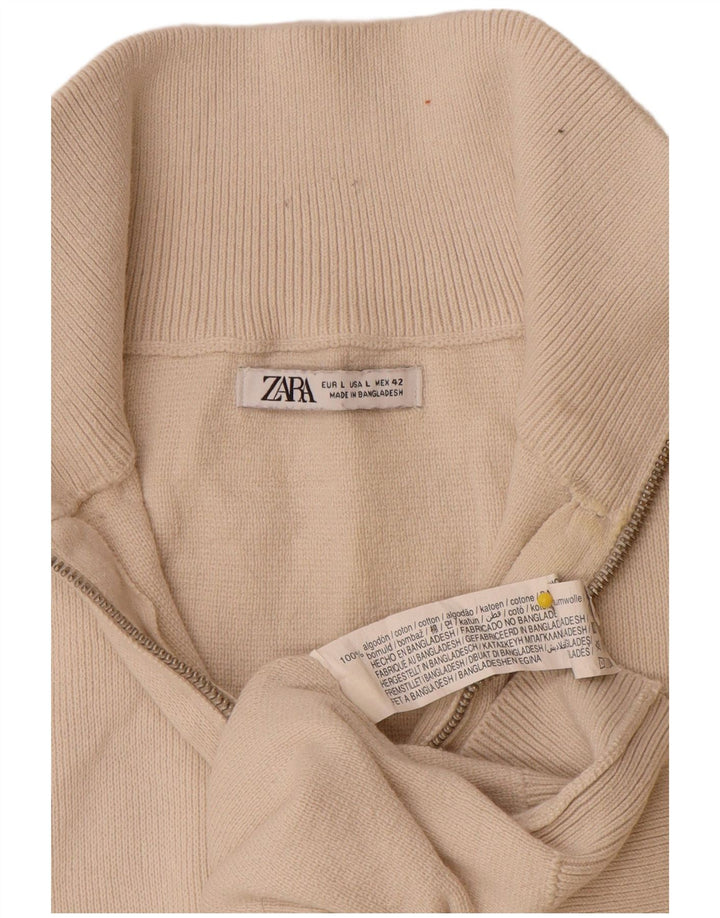 Zara Herre trøje med lynlåshals Stor off White Bomuld