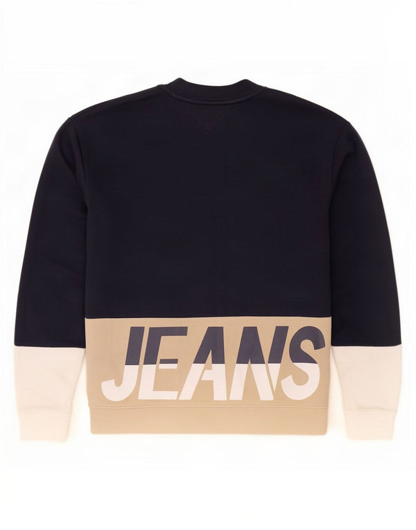 Tommy Hilfiger Mens Graphic Sweatshirt Jumper Small Navy Blue Colourblock