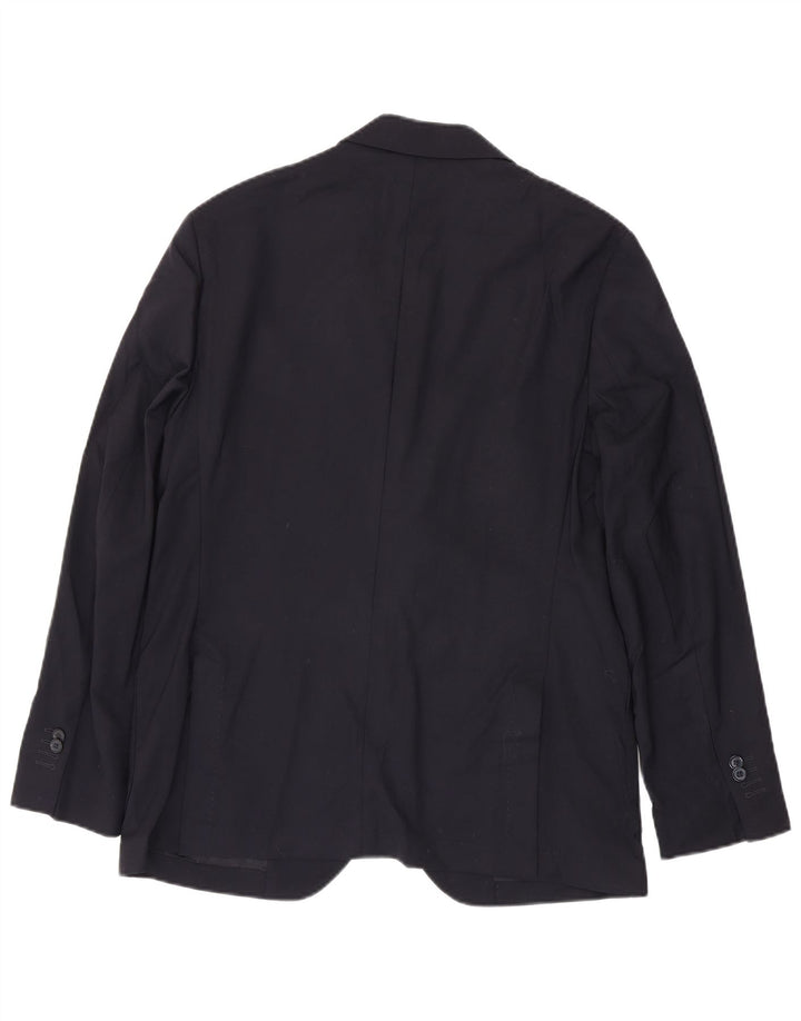 Massimo Dutti Herre 2-knaps blazerjakke EU 52 Stor marineblå uld