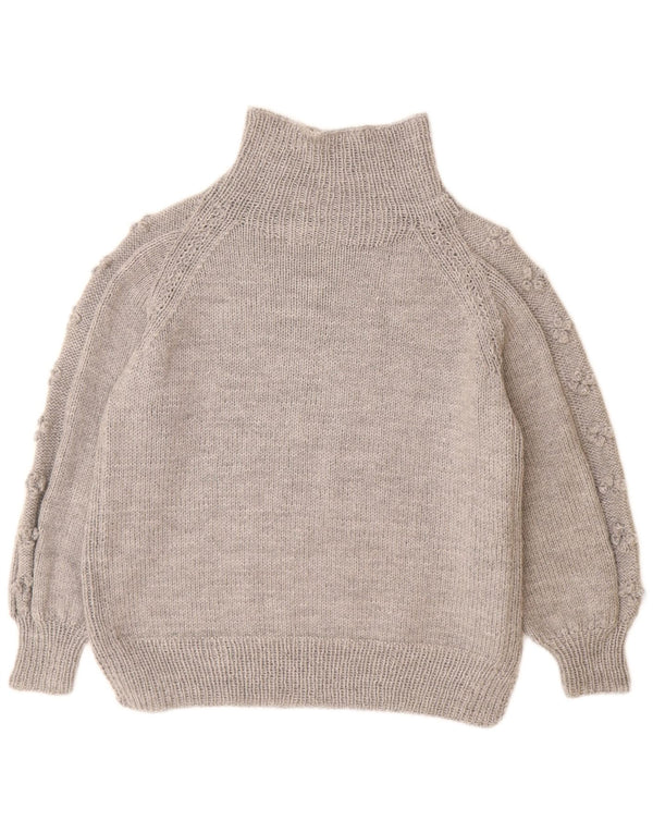 VINTAGE Dame Rullehals Sweater UK 14 Stor Grå