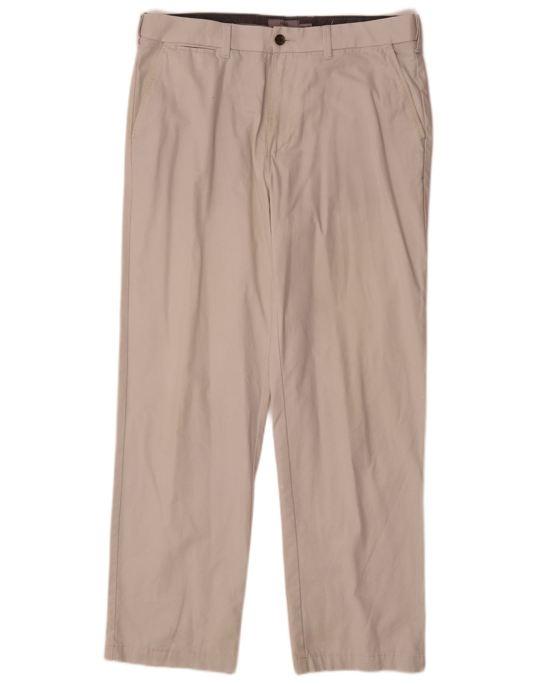 Marks & Spencer Herre Lige Regular Chino Bukser W36 L31 Off White