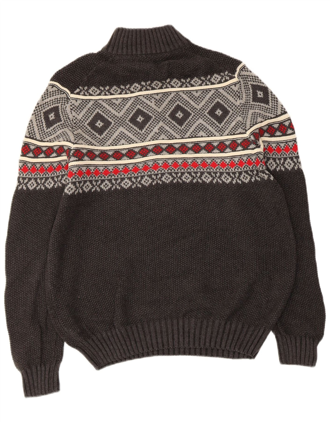 IZOD Sweater med lynlås til mænd Small Grey Fair Isle Bomuld