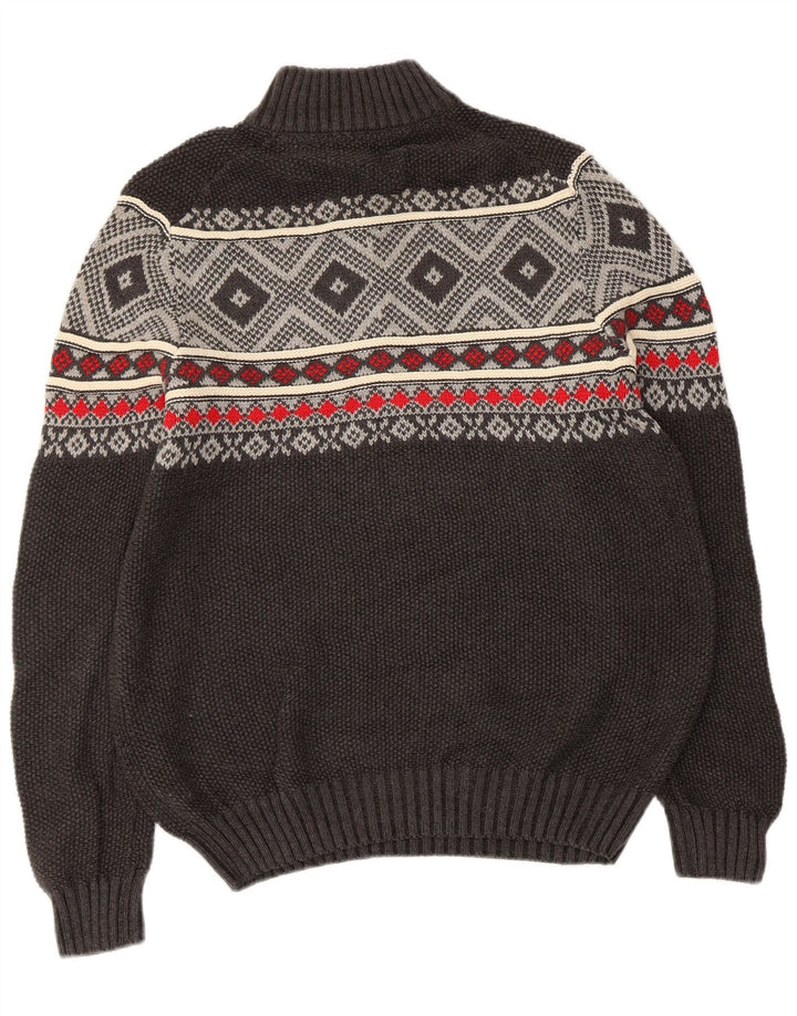 IZOD Sweater med lynlås til mænd Small Grey Fair Isle Bomuld