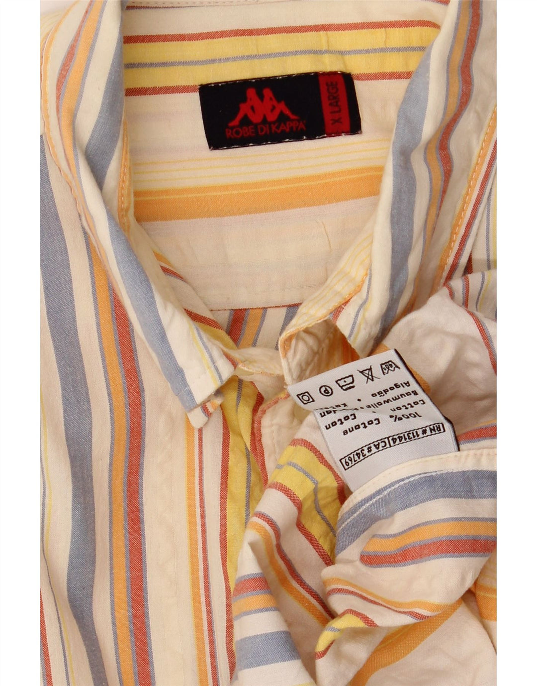 KAPPA kortærmet herreskjorte XL flerfarvet stribet bomuld