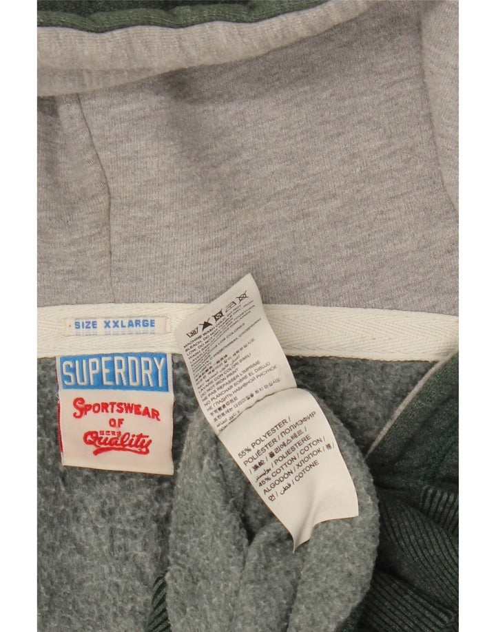 SUPERDRY Herre grafisk hættetrøje med lynlås 2XL Khaki Polyester