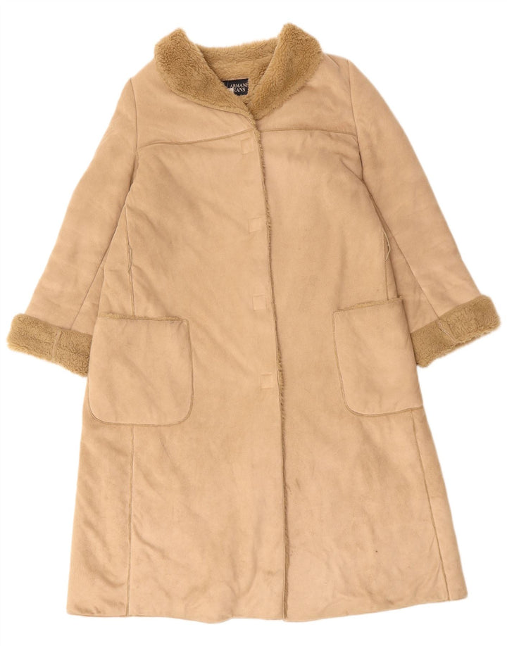 ARMANI Sherpa Overfrakke til kvinder UK 16 Stor Beige