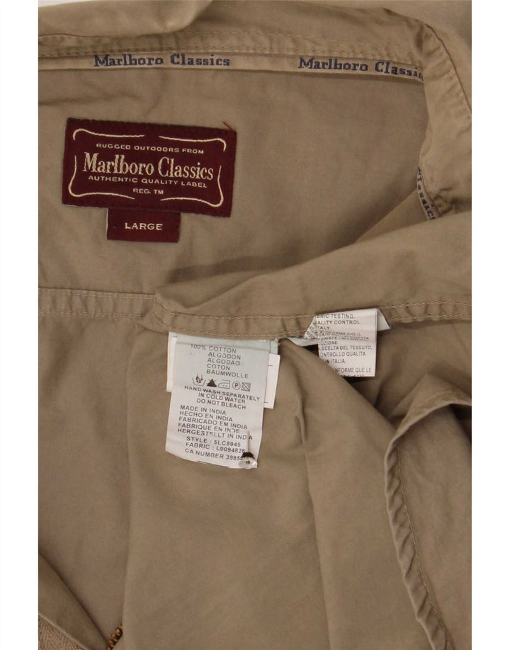 Marlboro Classics Herre Military Shirt Large Khaki Cotton