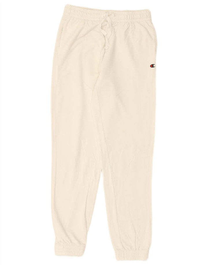 CHAMPION Womens Graphic Tracksuit Trousers Joggers UK 12 Medium Off White