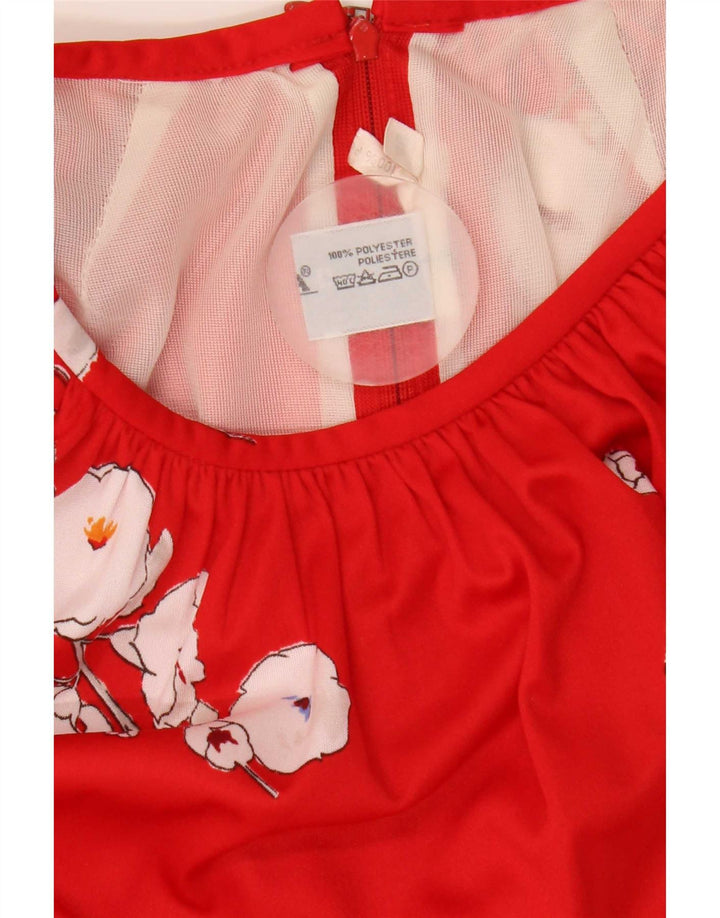 Trevira Dame A-Line Kjole IT 40 Small Red Floral Polyester