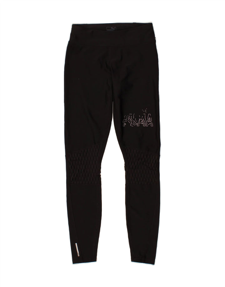 PUMA Womens Graphic Leggings UK 10 Small Black Polyester Vintage Puma and Second-Hand Puma from Messina Hembry 