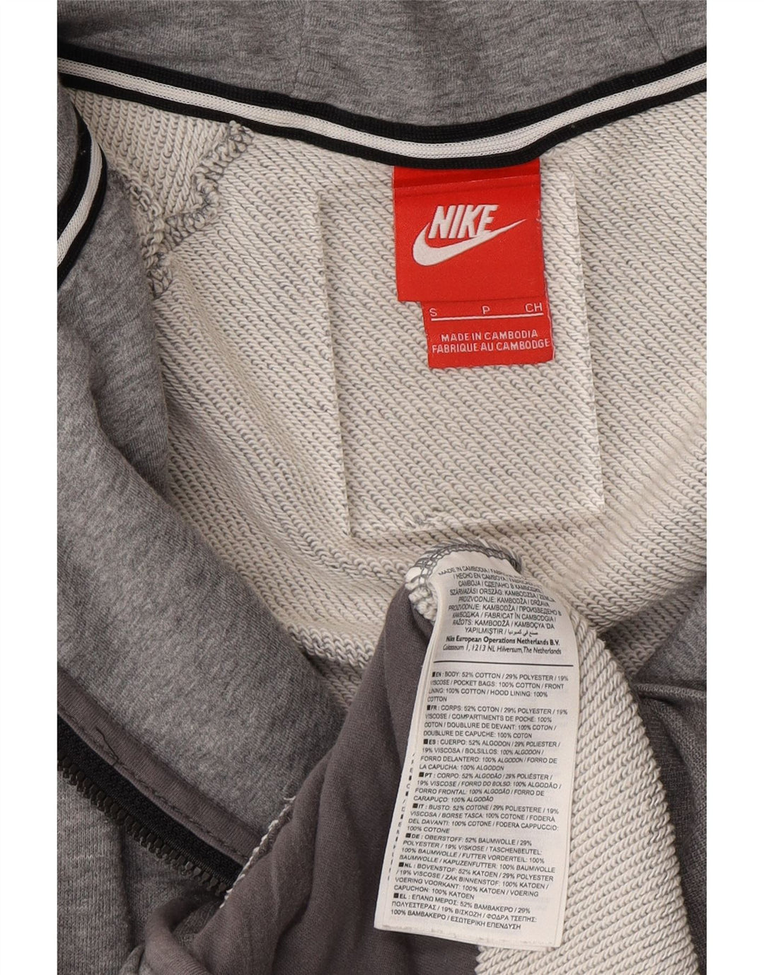 NIKE Womens Oversized Zip Hoodie Sweater UK 10 Small Grey Cotton Vintage Nike and Second-Hand Nike from Messina Hembry 