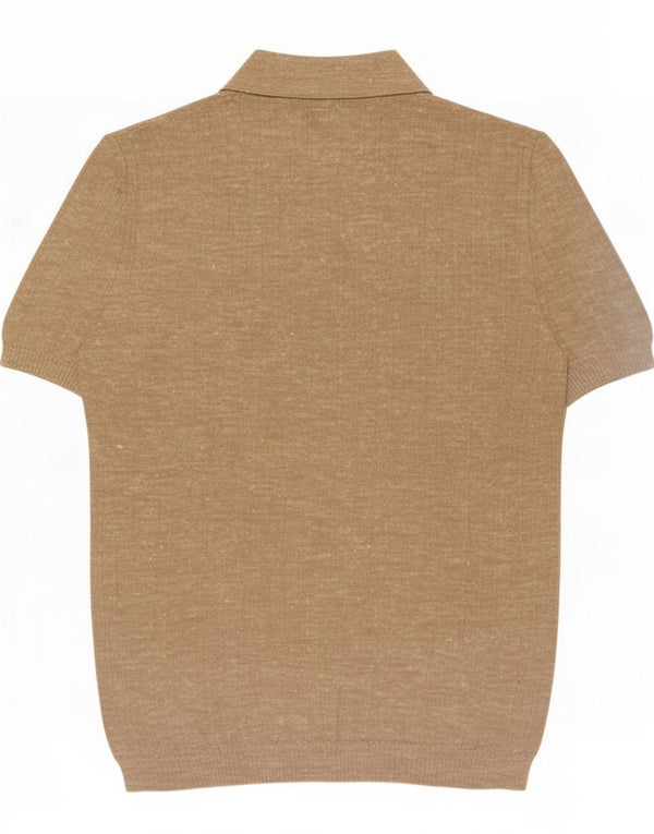 Vintage Mens Polo Shirt Medium Beige Polyacrylic