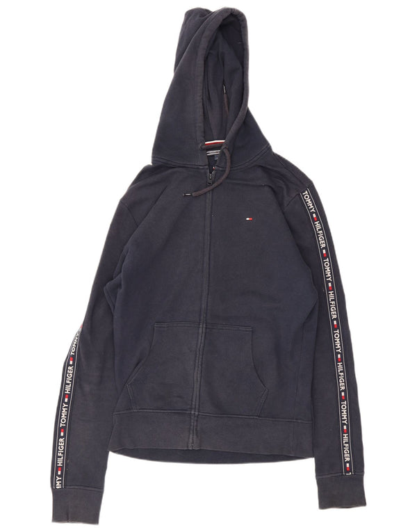 Tommy Hilfiger Dame Grafisk Hættetrøje med lynlås UK 14 Medium Navy Blue