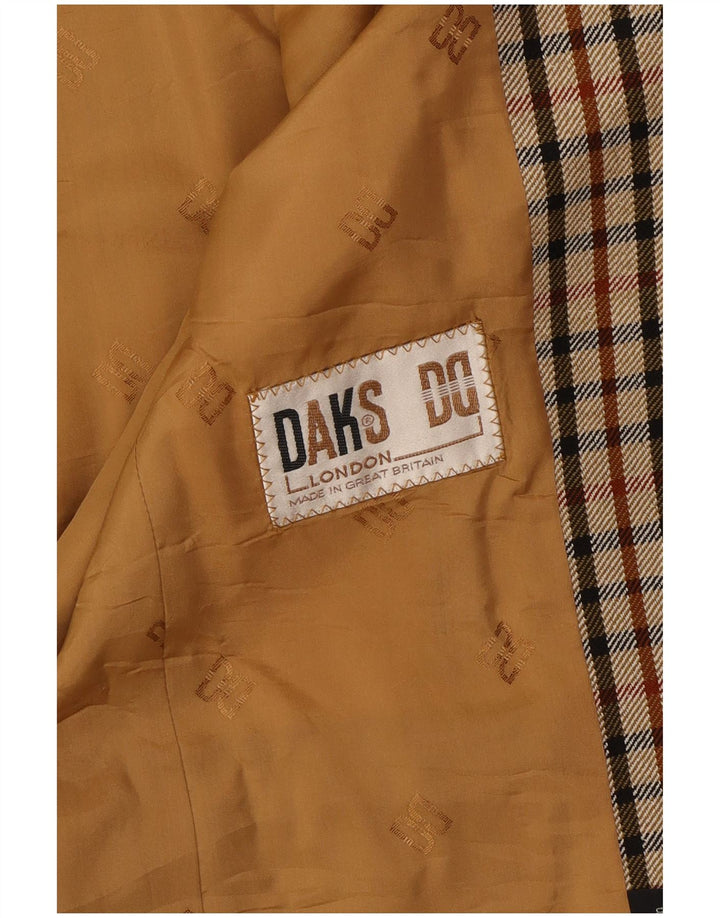 DAKS Dame 2 Button Blazer Jacket UK 14 Medium Beige Check