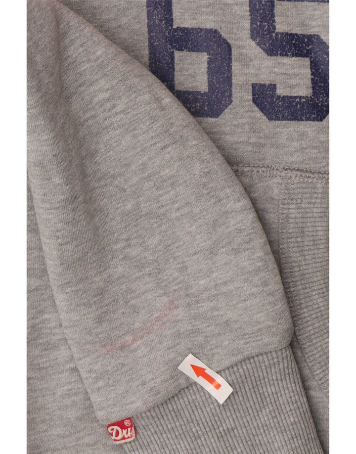 Superdry Kvinders Grafisk Hoodie Trøje UK 14 Medium Grå Bomuld