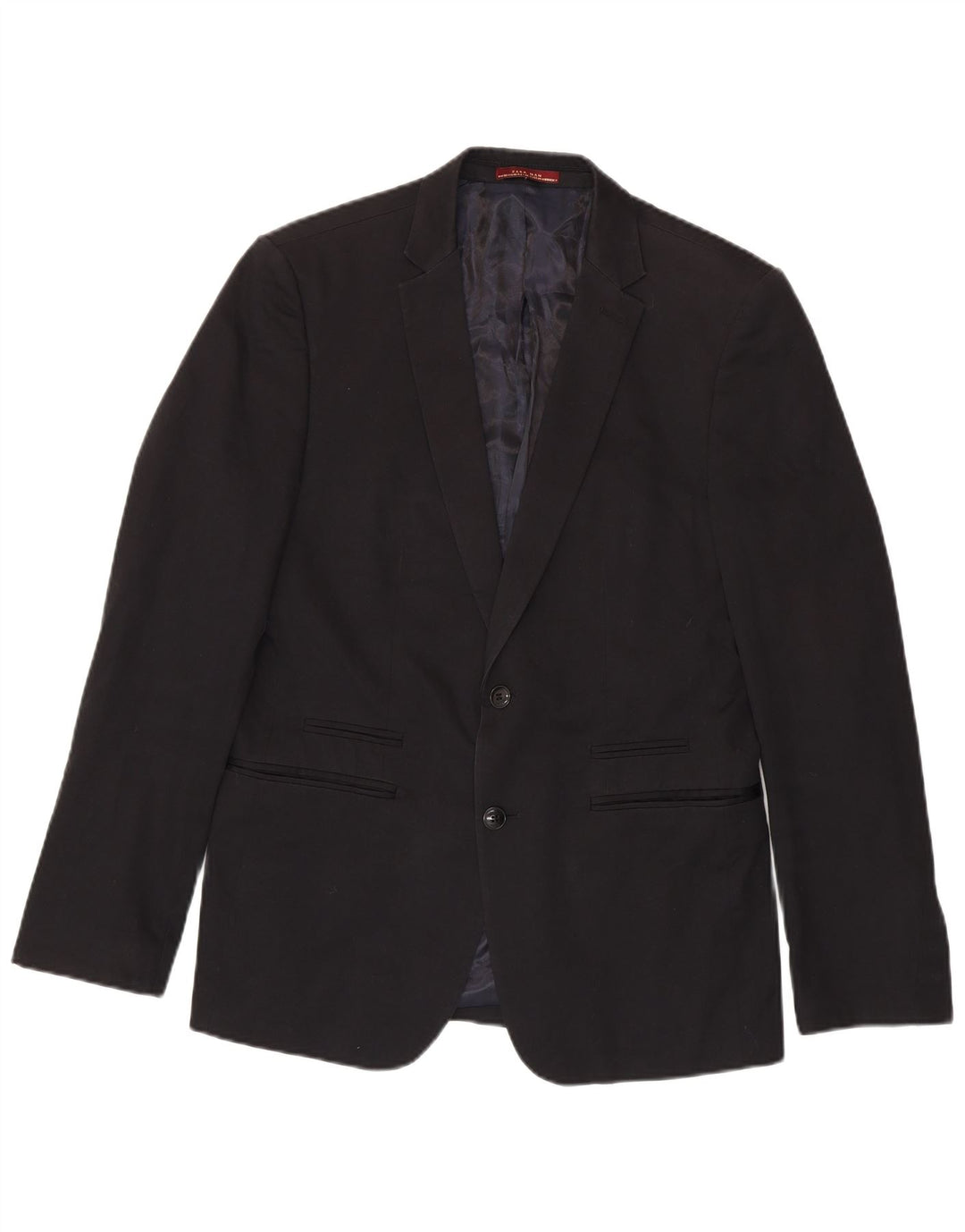 Zara Herre 2-knaps blazerjakke EU 50 Medium Sort Bomuld