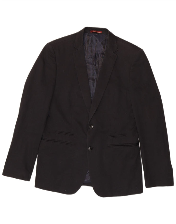 Zara Herre 2-knaps blazerjakke EU 50 Medium Sort Bomuld