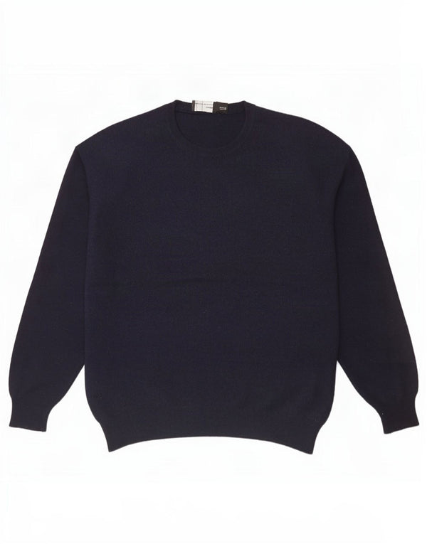 Zara Herre sweater med rund hals XL marineblå uld