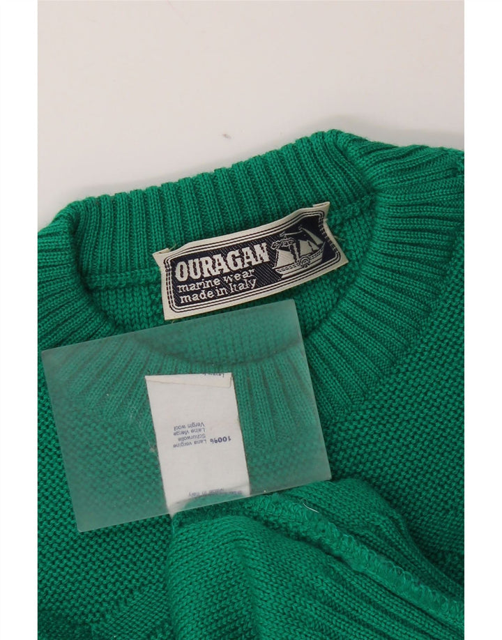 Ouragan Herre Crew Neck Jumper Sweater Medium Green Virgin Wool