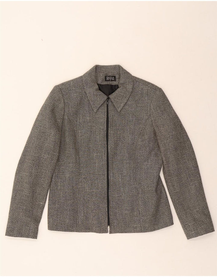SASHA Womens Blazer Jacket UK 12 Medium Grey Polyester Vintage Sasha and Second-Hand Sasha from Messina Hembry 