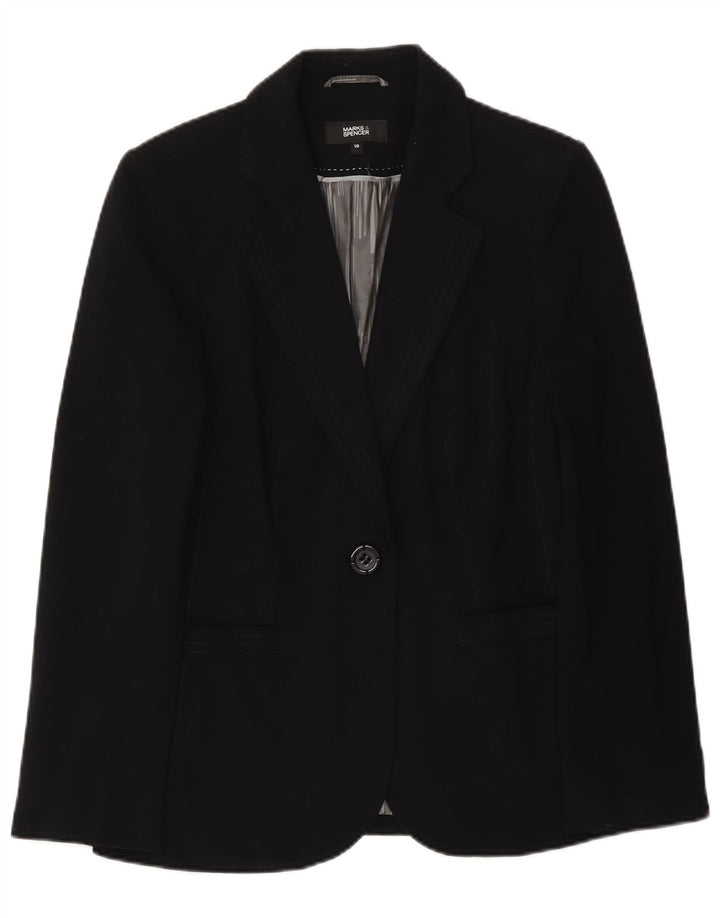 Marks & Spencer Dame 1-knaps blazerjakke UK 10 Lille sort polyester