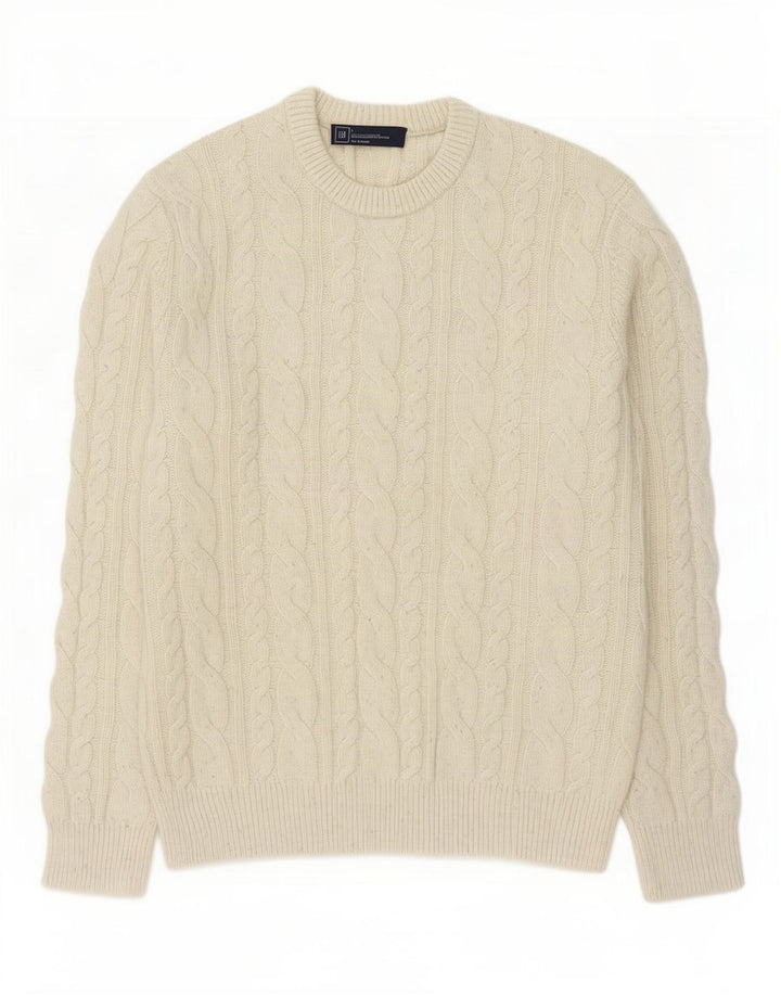 Gap Herre Crew Neck Jumper Sweater Stor Beige Lammeuld