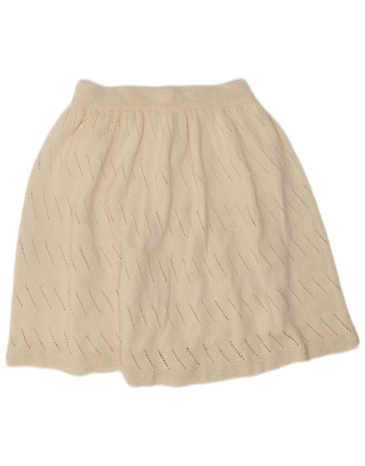 Vintage damestrikket A-line nederdel W26 Small off White