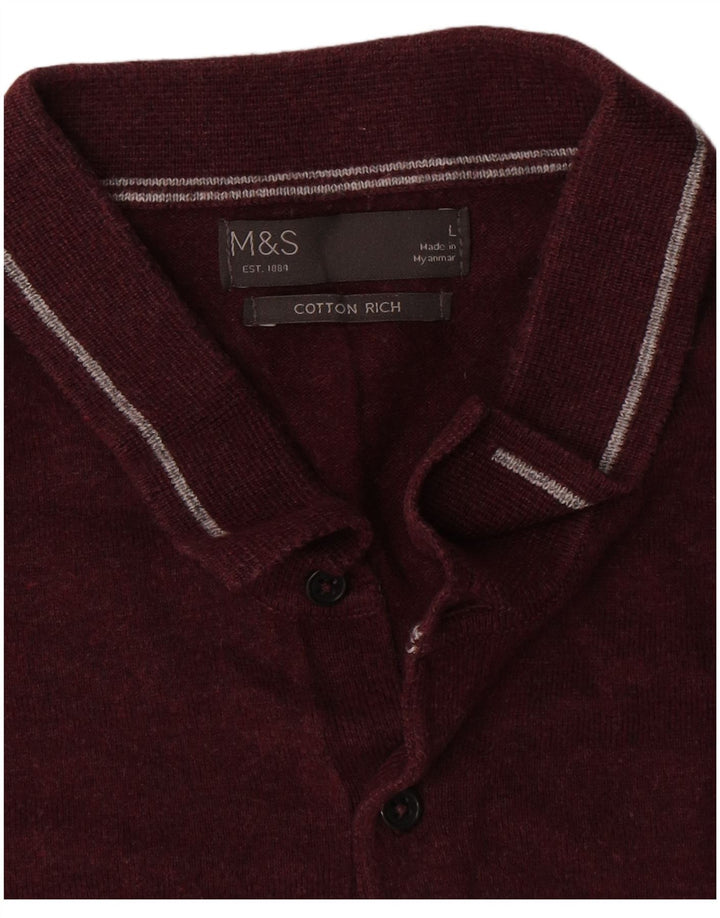 Marks & Spencer Herre Polo Neck trøje Sweater Large Grå Colourblock