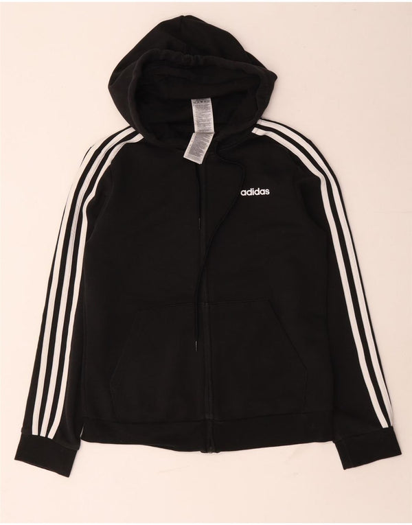 Adidas hættetrøje med lynlås til kvinder UK 12/14 Medium Sort bomuld