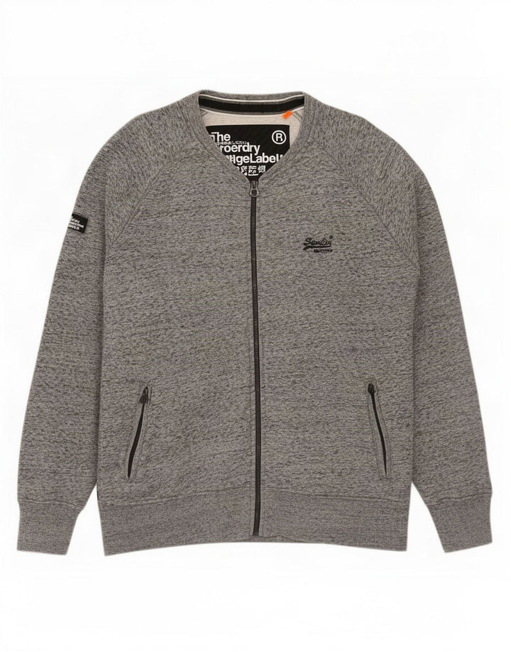 Superdry Træningsdragt Topjakke til mænd 2XL Grå Flecked Bomuld