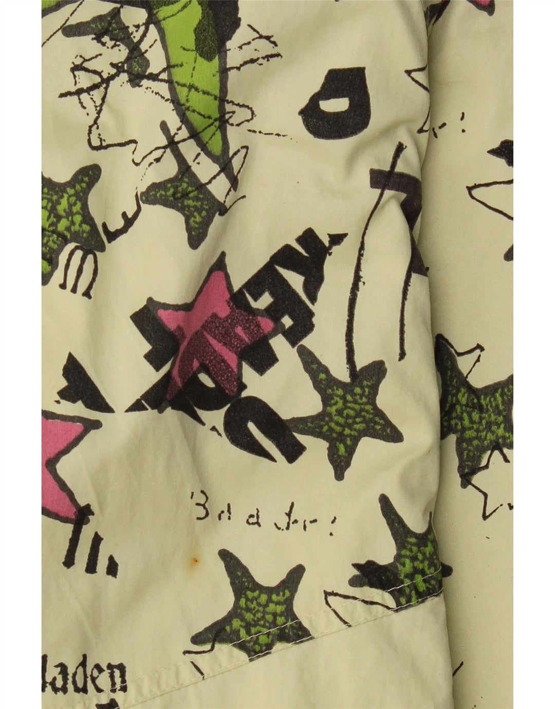 VINTAGE Dame Oversized Windbreaker Coat EU 44 XL Grøn Geometrisk