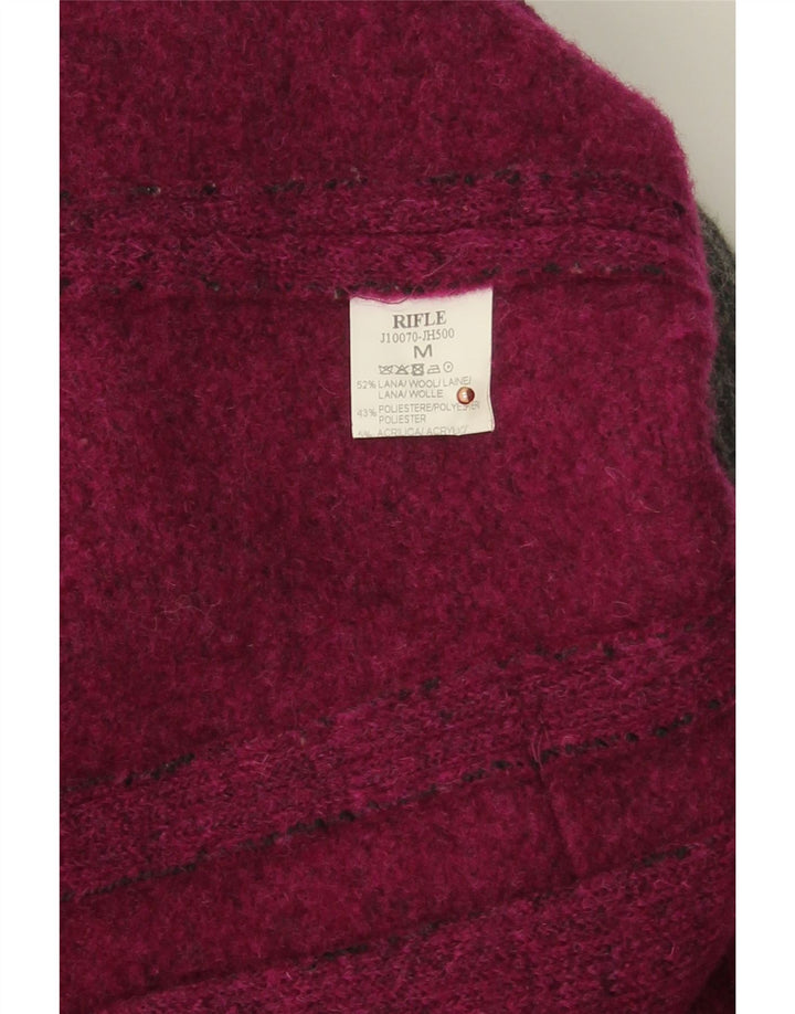 RIFLE Womens Hooded Knit Duffle Coat UK 14 Medium Burgundy Wool Vintage Rifle and Second-Hand Rifle from Messina Hembry 