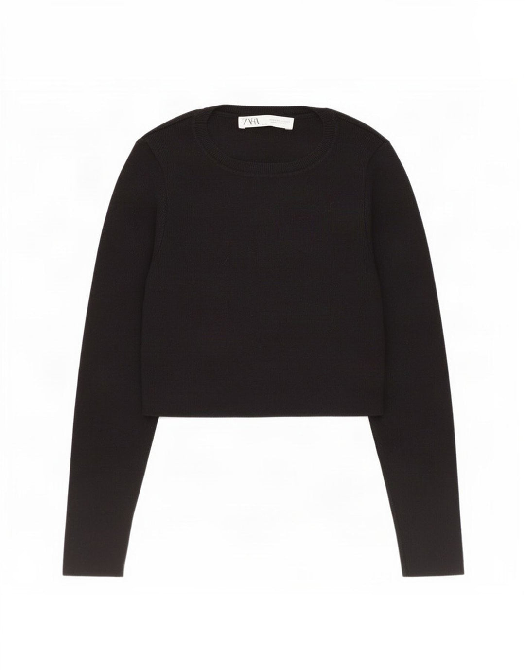 Zara Womens Crop Boat Neck Jumper Sweater UK 12 Medium Black