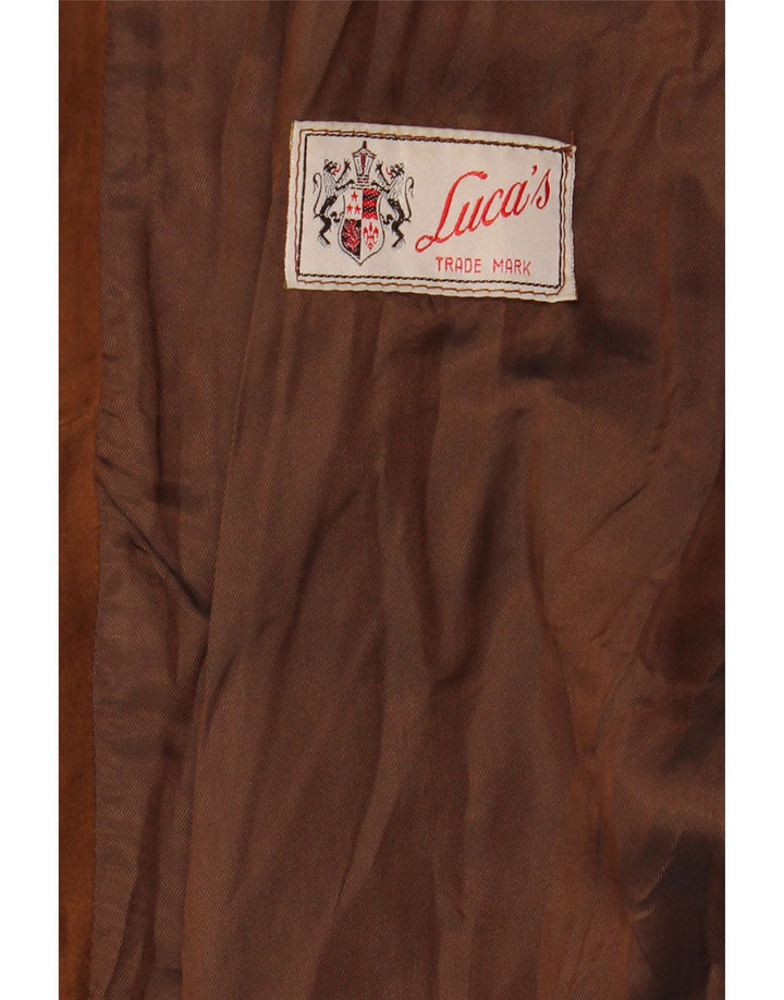 Vintage dame 3-knaps ruskindsblazerjakke IT 50 XL brunt læder