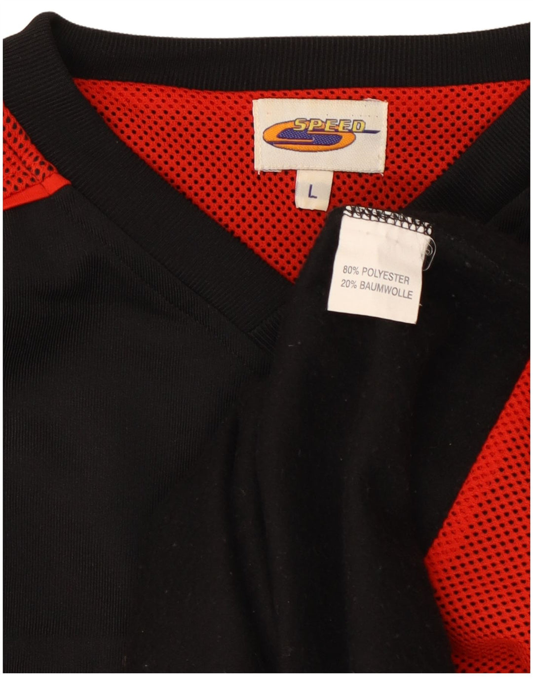 VINTAGE Herre Pullover Træningsdragt Top Stor Sort Colourblock Polyester