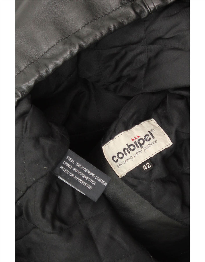 CONBIPEL Dame Oversized Duffle Jacket IT 42 Medium Sort Læder